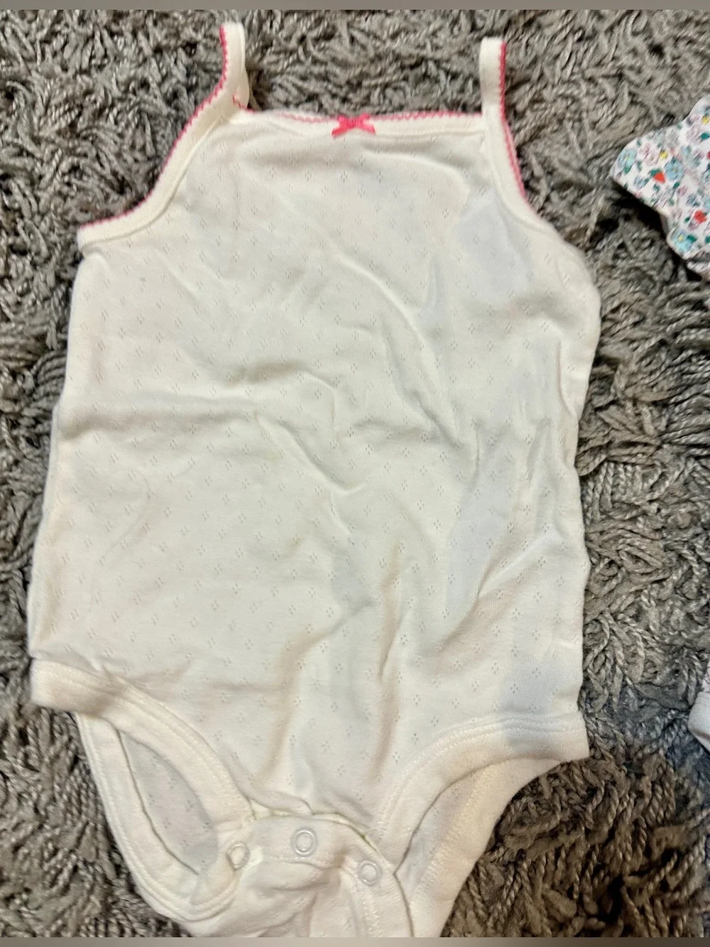 Carter's White Short Sleeve Baby Bodysuit with Pink Trim